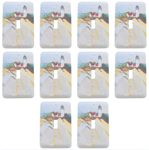 Leviton 89001-LGT 1-Gang Lighthouse Switch Metal Cover 5.25" Wallplates 10-Pack