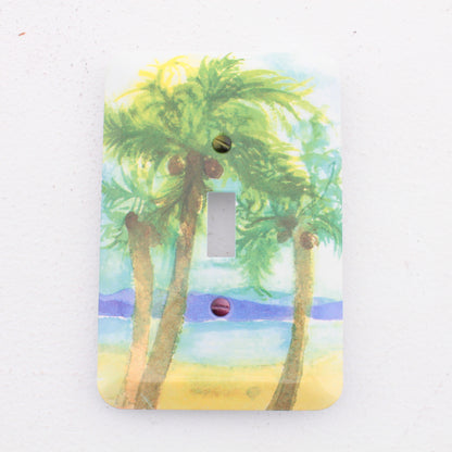 Leviton 89001-PLM Palm Tree 1-Gang Toggle Switch Metal Oversize Wallplate Cover