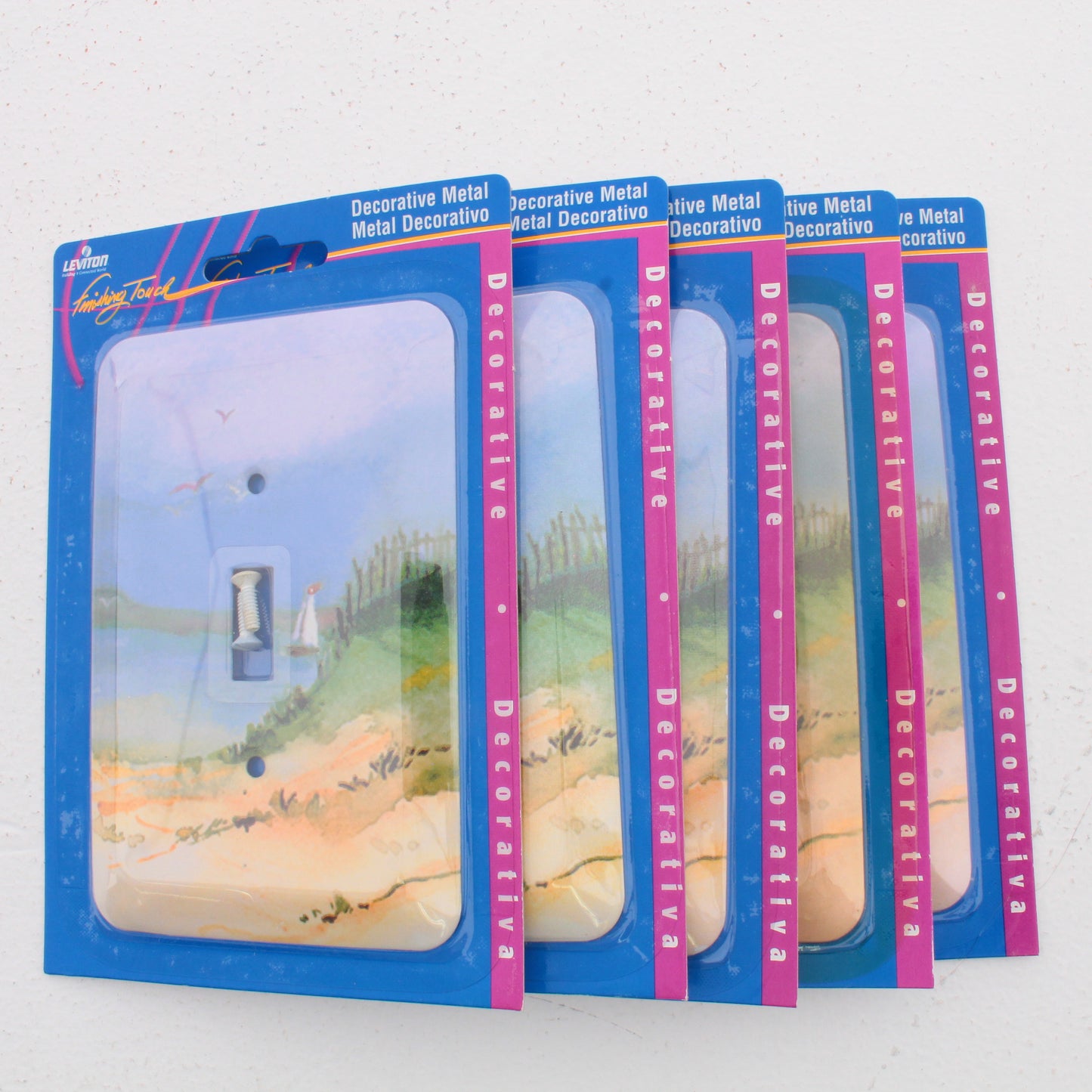 Leviton 89001-SEA Seashore 1-Gang Toggle Metal Oversize Wallplate Cover 5-pack