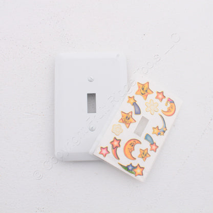 Leviton 89001-STK White Faceplate 1-Gang Toggle Switch Metal Stickers Wallplate