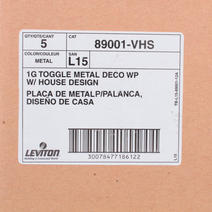Leviton 89001-VHS Victorian House 1-Gang Toggle Metal Oversize Wallplates 5pcs
