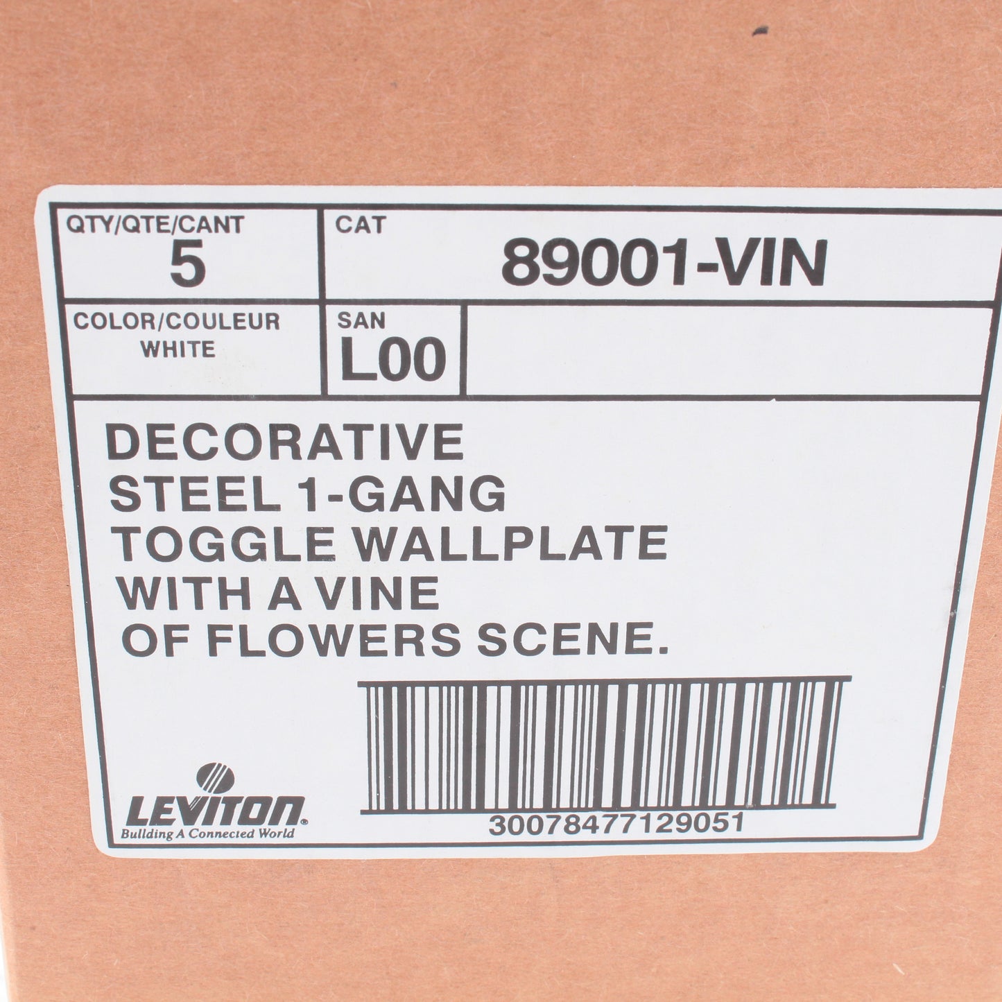 Leviton L89001-VIN Flower Vine 1-Gang Toggle Metal Oversize Wallplate Cover 5pcs