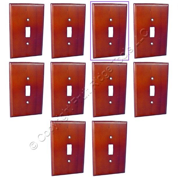 Leviton 89201 Cherry 1-Gang Wooden Toggle Switch Cover Flush Wallplates 10-Pack