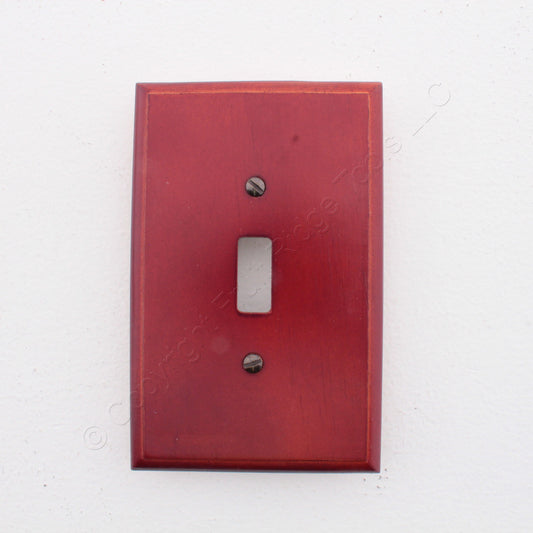Leviton 89201 Cherry 1-Gang Wooden Toggle Switch Cover Flush Wallplates 10-Pack