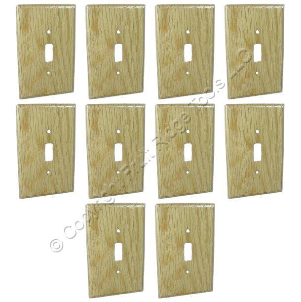 Leviton 89201 Oak Finished Wood Toggle Switch Cover Wallplate Switchplates 10pk