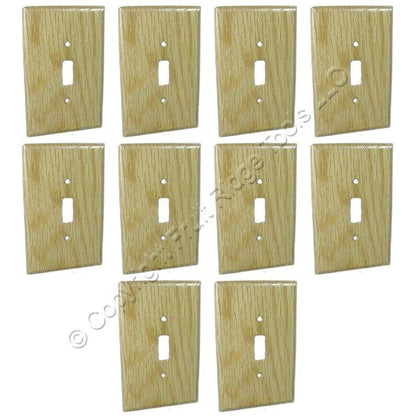 Leviton 89201 Oak Finished Wood Toggle Switch Cover Wallplate Switchplates 10pk