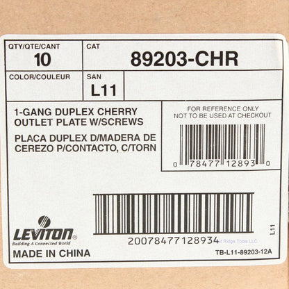 10 Leviton Cherry Wood Finish 1G Receptacle Duplex Outlet Wallplates 89203-CHR
