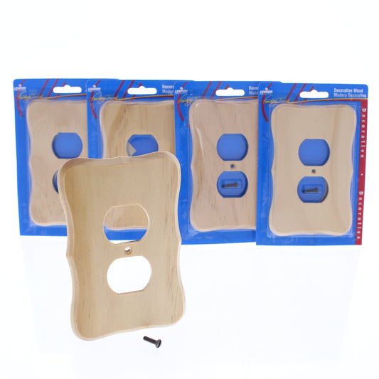 5 Leviton Solid Pine Wood Receptacle Wallplate Duplex Outlet 1G Cover 89203-CVP