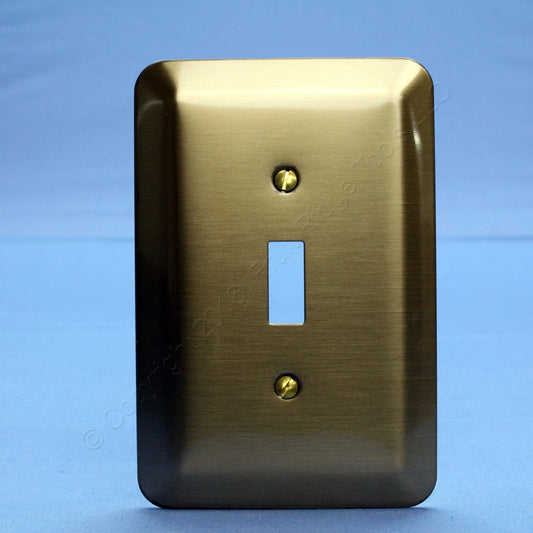 Leviton 1-Gang 89301-ATB Antique Brass Toggle Metal Oversize Wallplate Cover