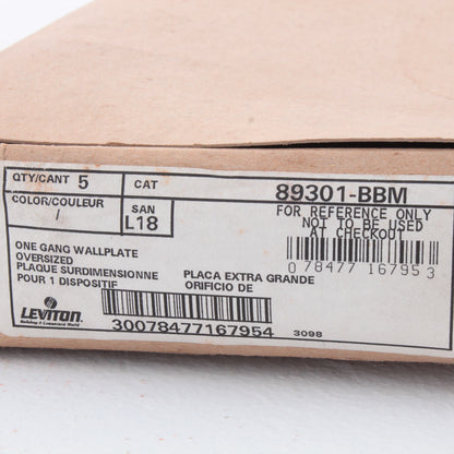 Leviton 89301-BBM Birdseye Maple 1-Gang Toggle Metal Oversize Wallplates 5pcs