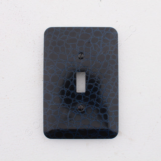 Leviton 89301-BLL Navy Leather 1-Gang Toggle Switch Metal Oversize Wallplate