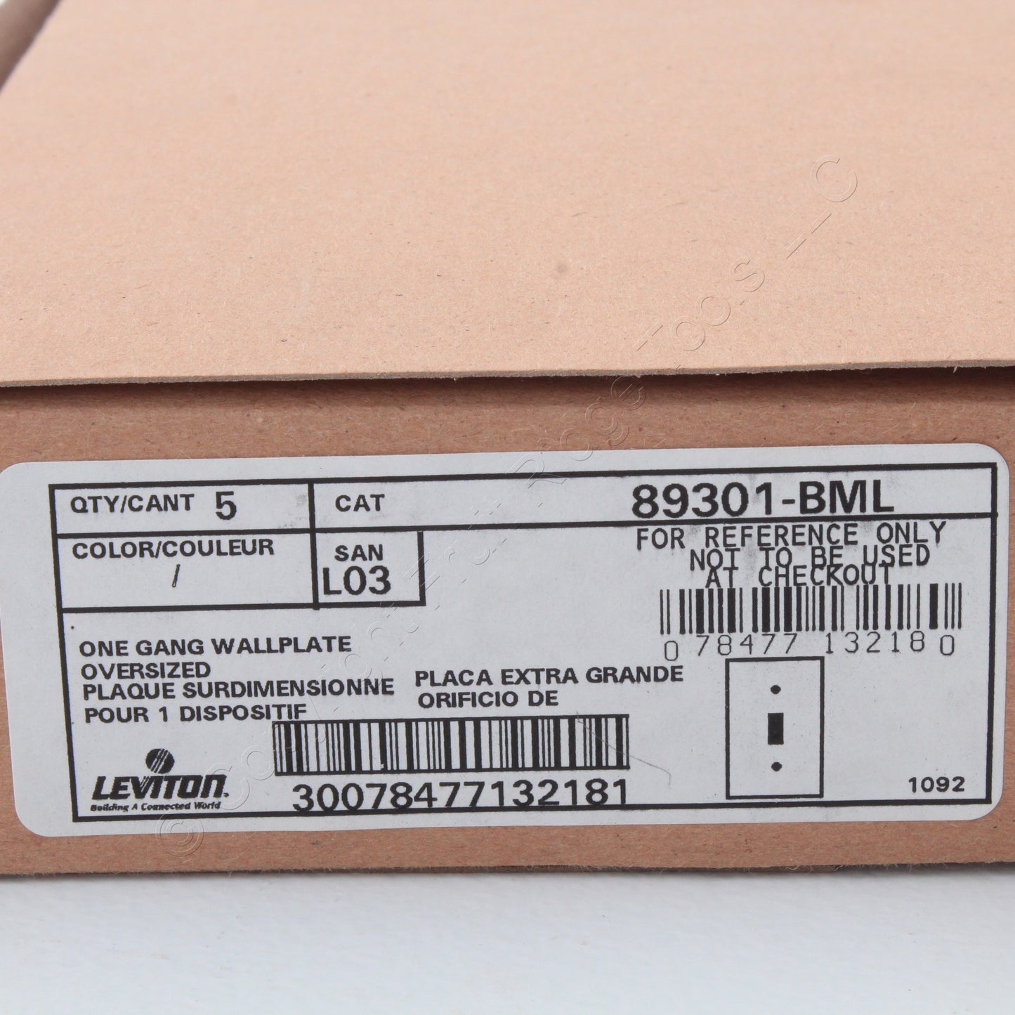 Leviton 89301-BML Black Marble 1-Gang Toggle Metal Oversize Wallplate Cover 5pcs