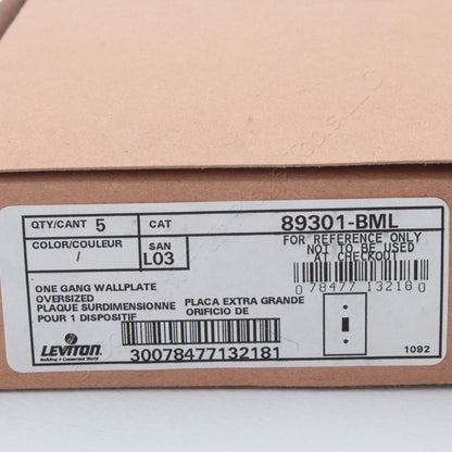 Leviton 89301-BML Black Marble 1-Gang Toggle Metal Oversize Wallplate Cover 5pcs