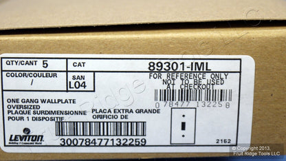 Leviton 89301-IML Ivory Marble 1-Gang Toggle Metal Oversize Wallplate Cover 5pcs