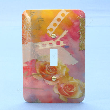 Leviton 89301-PRO Pink Rose Design 1-Gang Toggle Switch Metal Oversize Wallplate