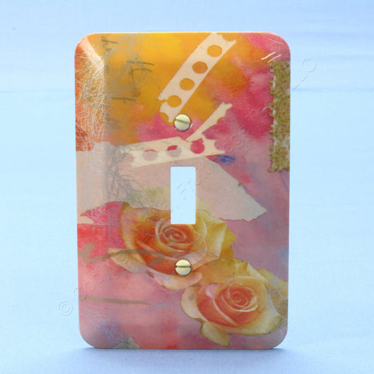 Leviton 89301-PRO Pink Rose Design 1-Gang Toggle Switch Metal Oversize Wallplate