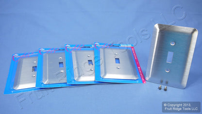 Leviton 89301-SSS Satin Chrome 1-Gang Toggle Metal Oversize Wallplate Cover 5pcs