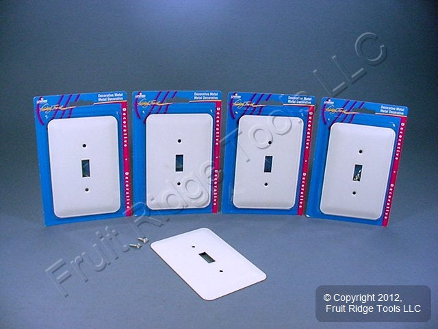 Leviton 89301-WH White Vinyl 1-Gang Toggle Metal Oversize Wallplate Cover 5-pack