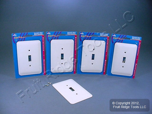Leviton 89301-WH White Vinyl 1-Gang Toggle Metal Oversize Wallplate Cover 5-pack