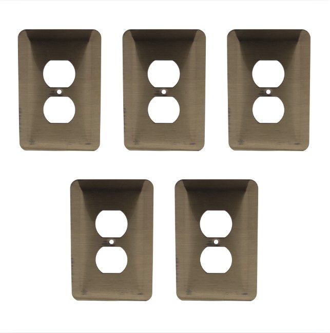 5 Leviton Jumbo Antique Brass Receptacle Wallplate Outlet Covers 89303-ATB