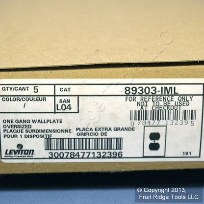 Leviton 89303-IML Ivory Marble 1-Gang Duplex Metal Oversize Wallplate Cover 5pcs