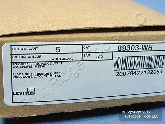 5 Leviton Jumbo White Metal Outlet Cover Oversize Receptacle Wallplates 89303-WH