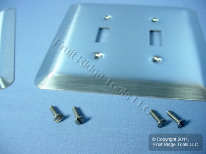 Leviton 89309-SSS Satin Chrome 2-Gang Toggle Metal Oversize Wallplate Cover 5pcs