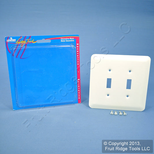Leviton 89309-WH White Vinyl 2-Gang Toggle Switch Metal Oversize Wallplate Cover