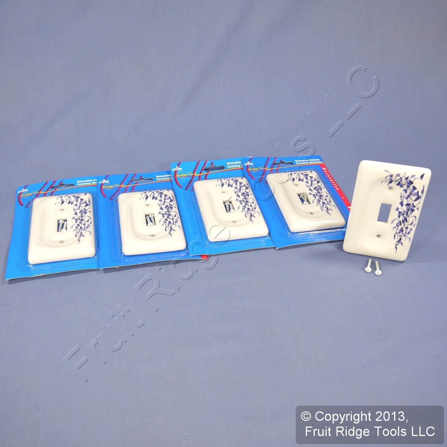 Leviton 89501-BL Blue Flower 1-Gang Toggle Ceramic Standard Wallplate Cover 5pcs
