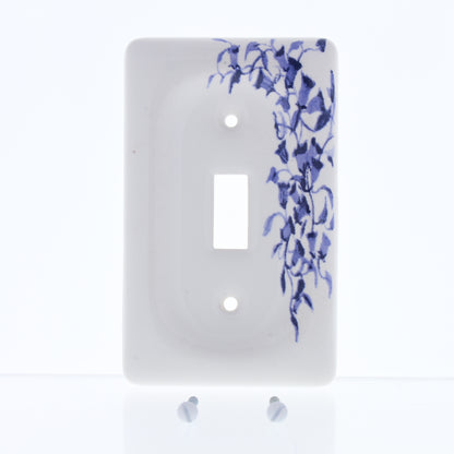 Leviton Blue Flower Porcelain Switch Cover Wall Plate Switchplate 89501-BL