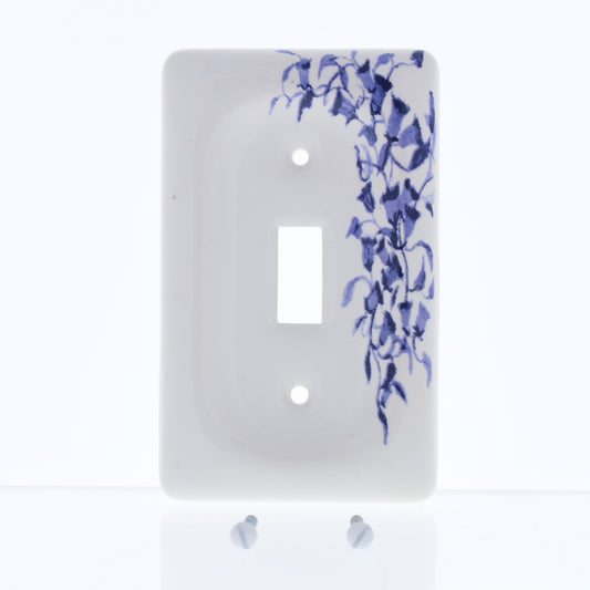 Leviton Blue Flower Porcelain Switch Cover Wall Plate Switchplate 89501-BL
