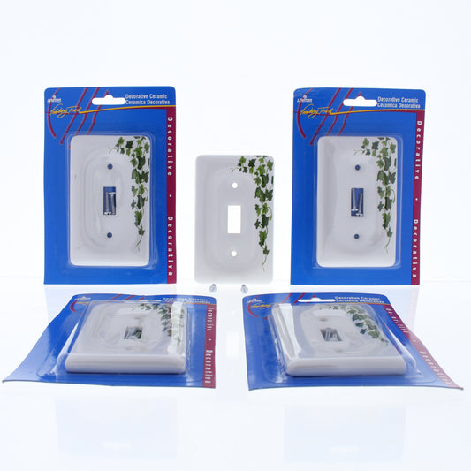 Leviton 89501-GRN Green Vine 1-Gang Toggle Ceramic Standard Wallplate Cover 5pcs