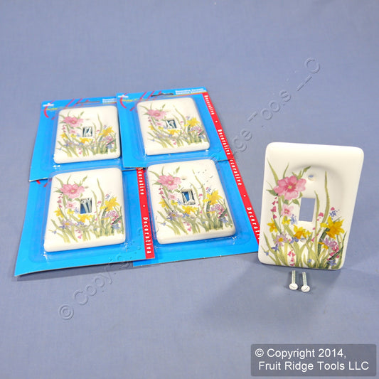 Leviton 89501-WFL WildFlower 1-Gang Toggle Ceramic Standard Wallplate Cover 5pcs