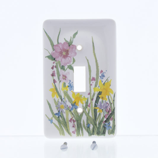Leviton 1Gang Wildflower Porcelain Toggle Light Switch Cover Wallplate 89501-WFL