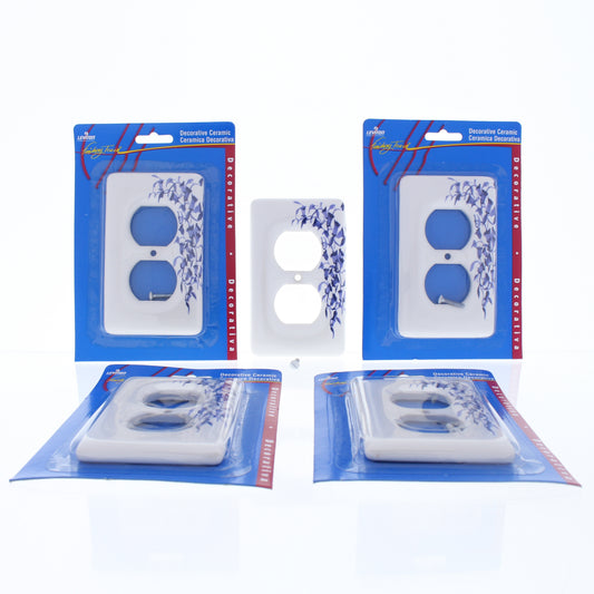 Leviton 89503-BL Blue Flower 1-Gang Duplex Ceramic Standard Wallplate Cover 5pcs