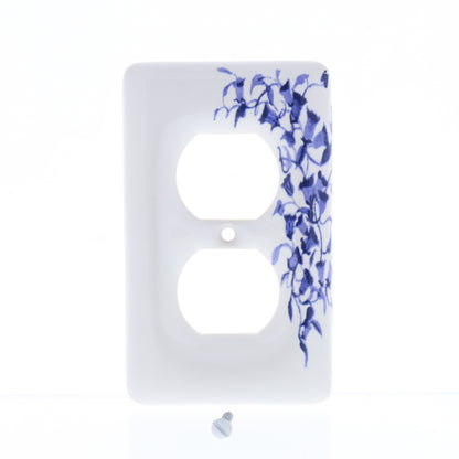 Leviton 89503-BL Blue Flower 1-Gang Duplex Ceramic Standard Wallplate Cover 5pcs