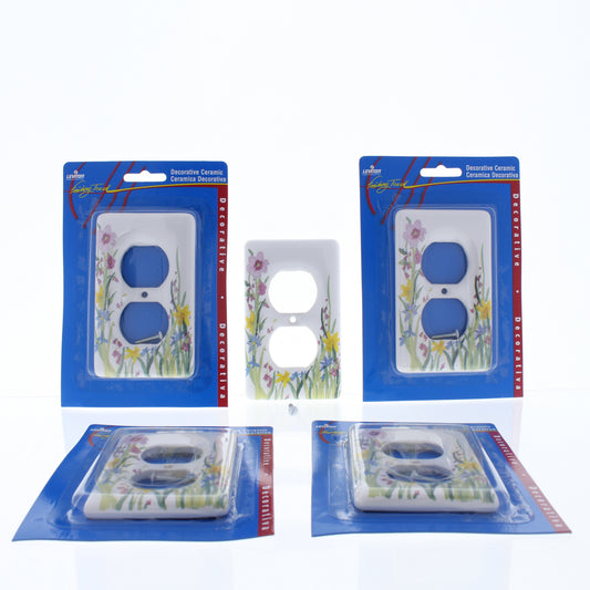 Leviton 89503-WFL WildFlower 1-Gang Duplex Ceramic Standard Wallplate Cover 5pcs