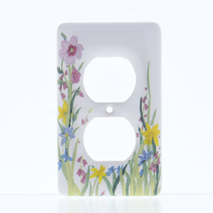 Leviton 89503-WFL WildFlower 1-Gang Duplex Ceramic Standard Wallplate Cover 5pcs