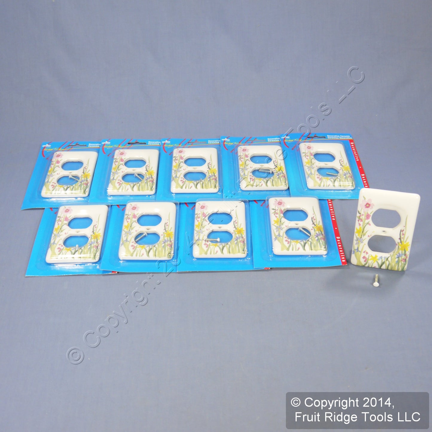 Leviton 89503-WFL Wildflower 1-Gang Duplex Ceramic Standard Wallplate Cover 10pc