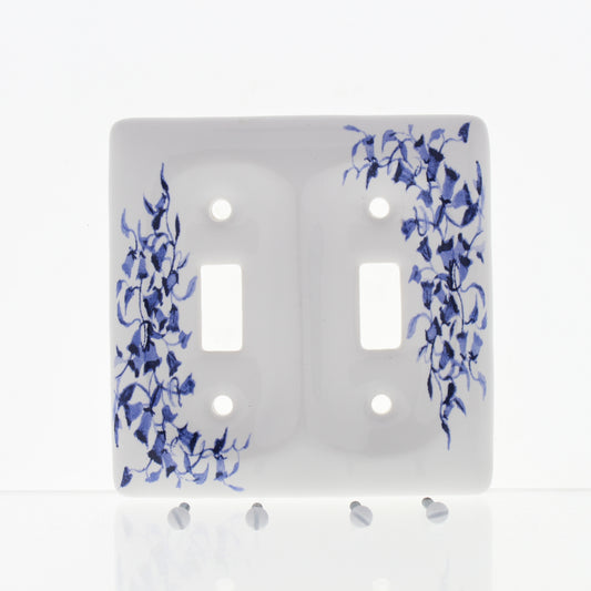 Leviton 89509-BL Blue Flower 2-Gang Standard Toggle Ceramic Wallplate Cover 5pcs