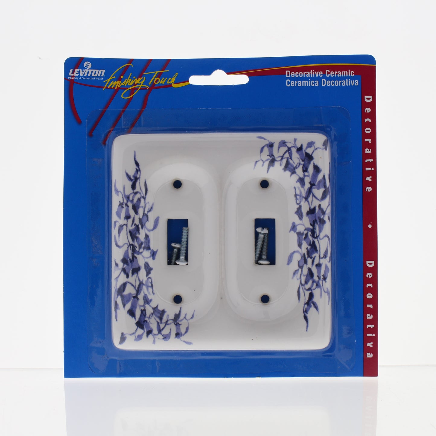 Leviton 89509-BL Blue Flower 2-Gang Toggle Switch Ceramic Standard Wallplate