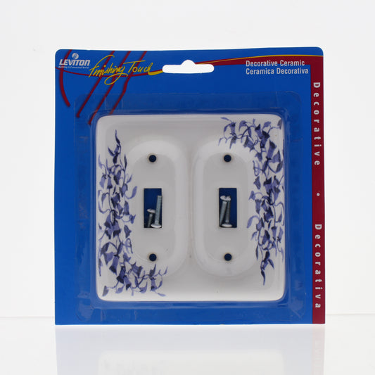 Leviton 89509-BL Blue Flower 2-Gang Toggle Switch Ceramic Standard Wallplate