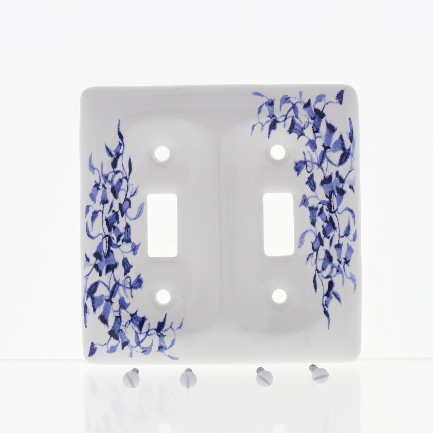 Leviton 89509-BL Blue Flower 2-Gang Toggle Switch Ceramic Standard Wallplate