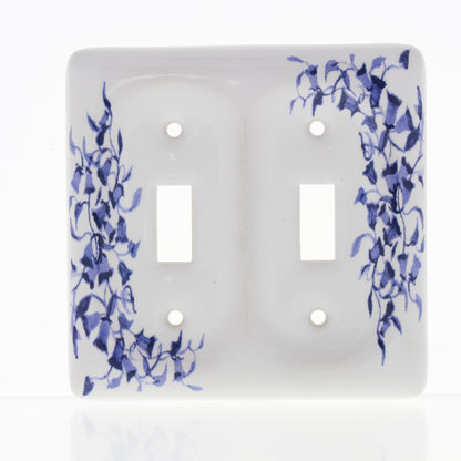 Leviton 89509-BL Blue Flower 2-Gang Toggle Switch Ceramic Standard Wallplate