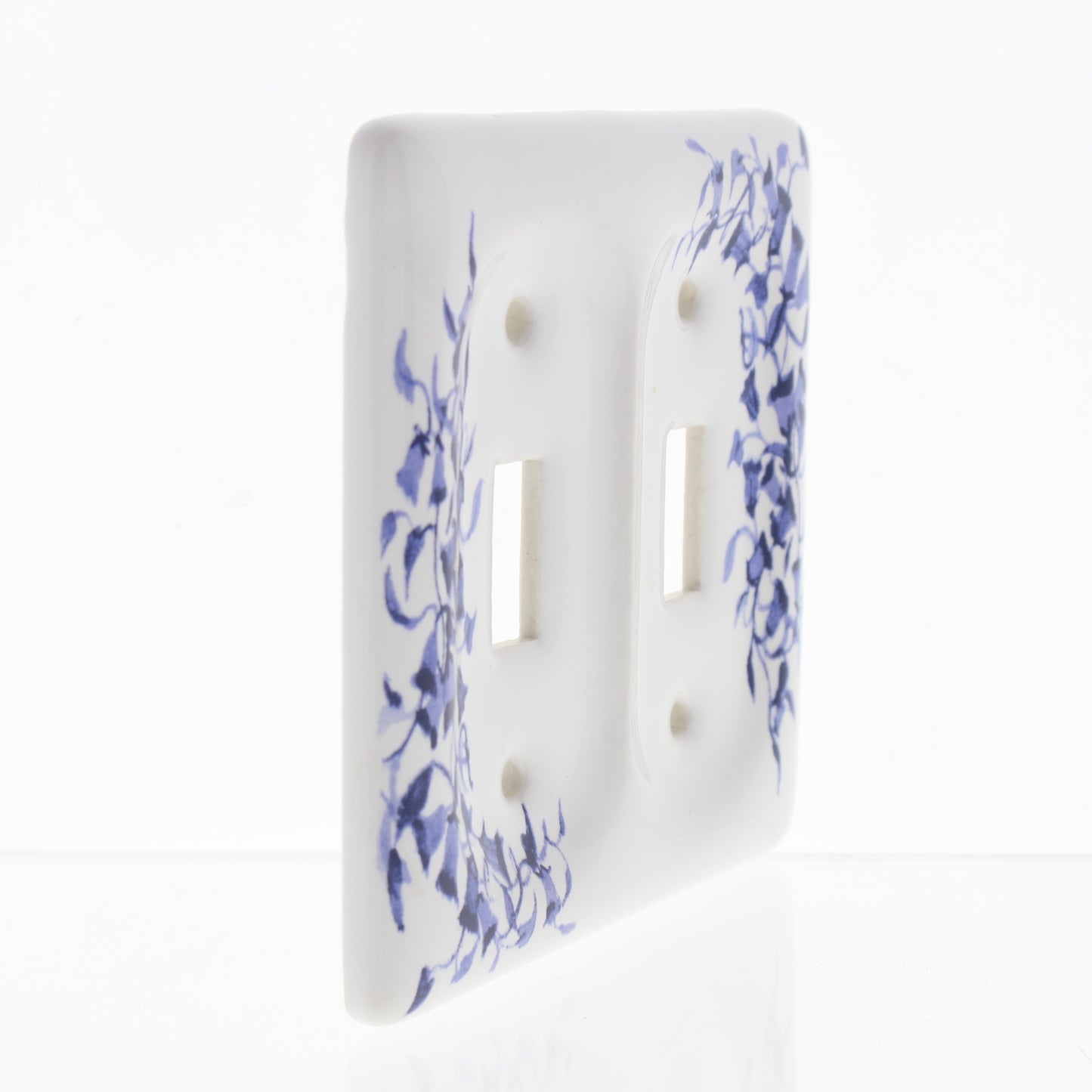 Leviton 89509-BL Blue Flower 2-Gang Toggle Switch Ceramic Standard Wallplate