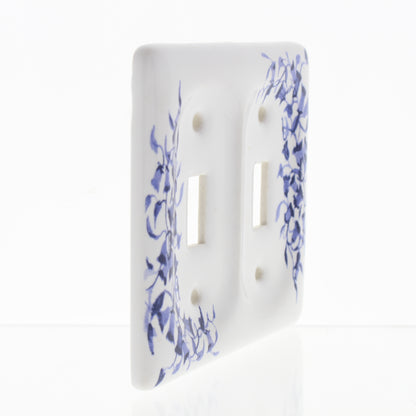 Leviton 89509-BL Blue Flower 2-Gang Toggle Switch Ceramic Standard Wallplate