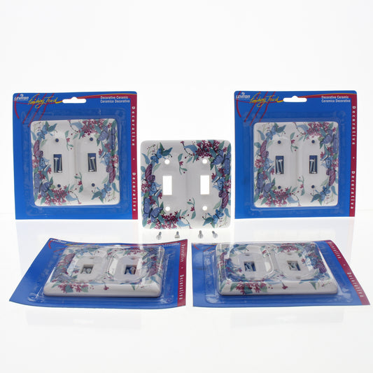 Leviton 89509-FLY Butterfly 2-Gang Toggle Ceramic Standard Wallplate Cover 5pcs