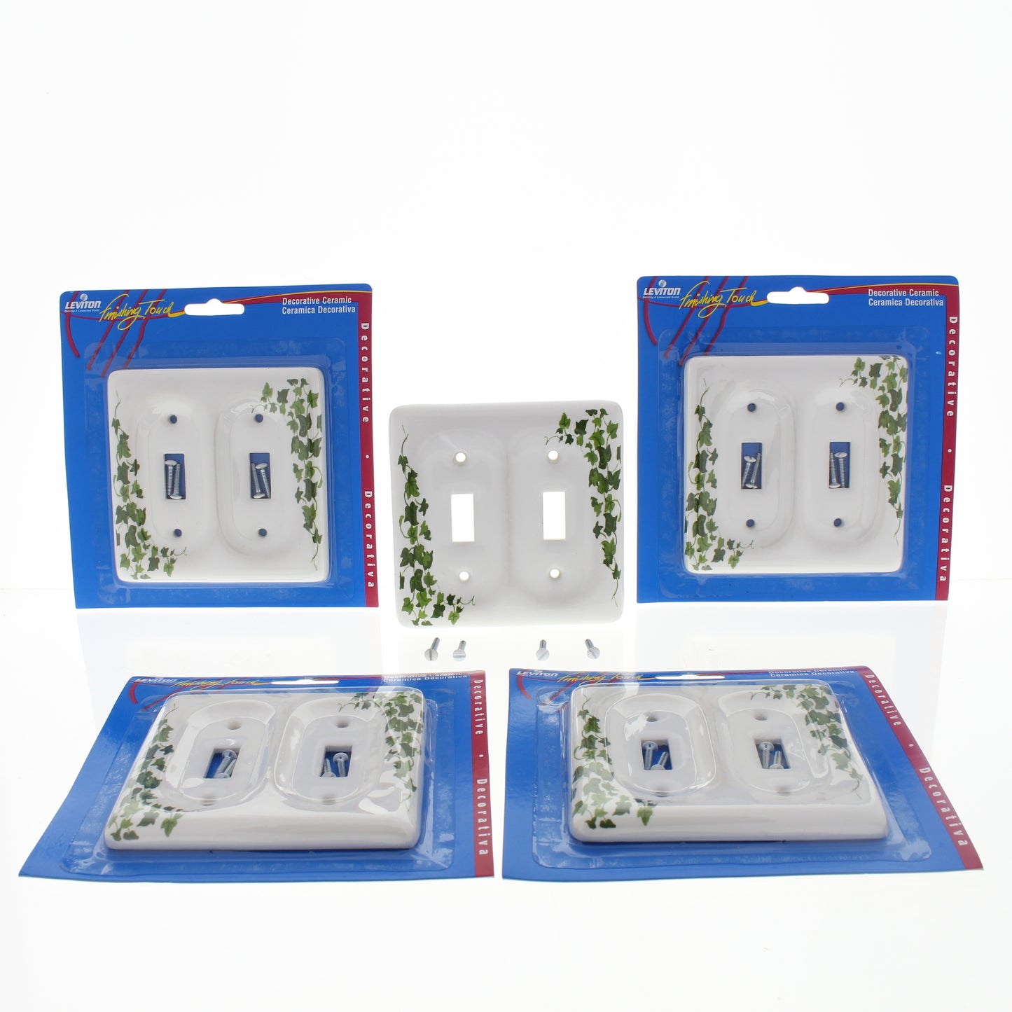 Leviton 89509-GRN Green Vine 2-Gang Toggle Ceramic Wallplate Standard Cover 5pcs