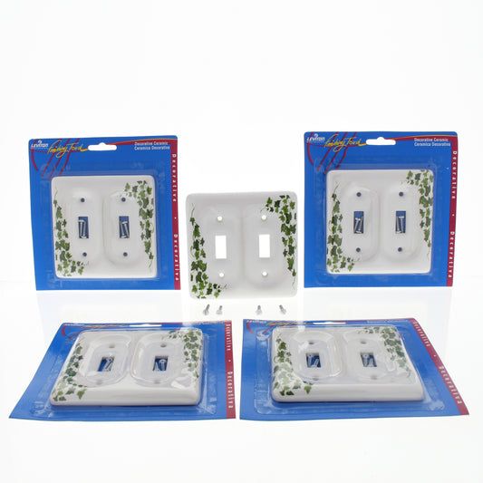 Leviton 89509-GRN Green Vine 2-Gang Toggle Ceramic Wallplate Standard Cover 5pcs