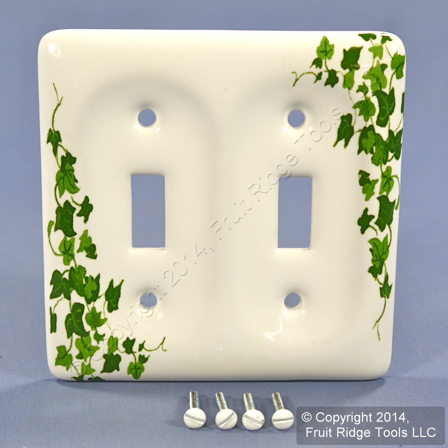 Leviton 89509-GRN Green Vine 2-Gang Ceramic Toggle Switch Standard Wallplate